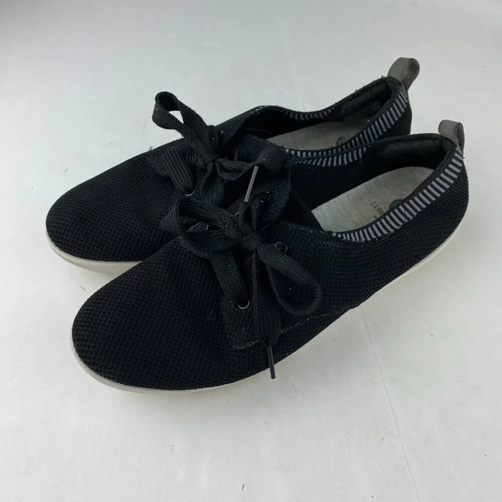 Clarks Cloudsteppers Womens 6.5 Black Lace up Comfort Shoes